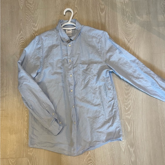 Zara Other - Zara Men’s Linen Button Down Shirt, Light Blue size Large